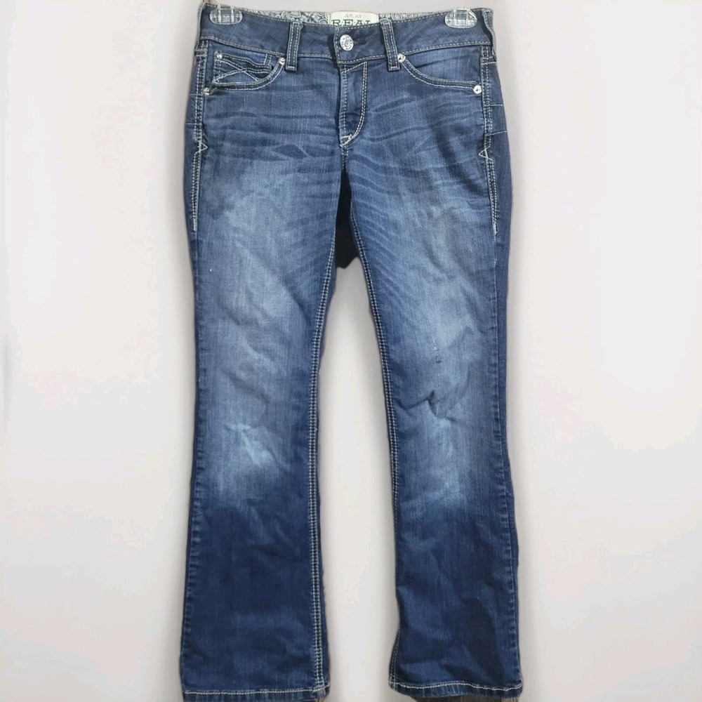 Ariat Mid Rise Bootcut Jeans Size 28S x 30 Medium Wash Western Cowgirl Workwear